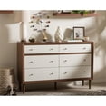 thumbnail image 2 of Baxton Studio Harlow Commode Double à 6 Tiroirs en Blanc et Noyer, 2 of 5
