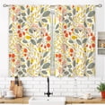 thumbnail image 3 of Colorful Leaves Small Kitchen Curtains Retro Rustic Flower Window Treatment Floral Plant Autumn Fall Cafe Short Curtains for Bathroom Dining Room Botanical Tier Treatment Drapes 27.5x39 inch, 3 of 6