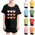 thumbnail image 2 of Qingpeng Boys Girls Casual Short Sleeve T Shirts Kids Loose Soft Heart Print Tops Size 2-14 Years, 2 of 3