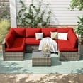 thumbnail image 4 of Snubbull 6-Seat Sectional Outdoor Patio Replacement Cushions Set, 25.5" x 25.5", 5" Foam High-Density, 14-Piece Water-Resistant Outdoor Cushion for Patio Conversation Sets, Liner&Cover, Red, 4 of 6