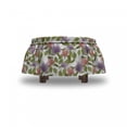 thumbnail image 4 of Floral Ottoman Cover, Pastel Tulip Flowers, 2 Piece Slipcover Set with Ruffle Skirt for Square Round Cube Footstool Decorative Home Accent, Standard Size, Olive Green Coral, by Ambesonne, 4 of 5
