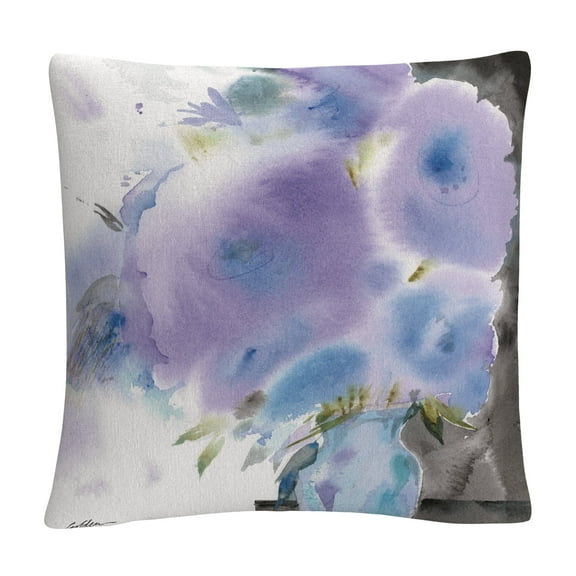 Purple Flowers Square' Watercolor Painting By Sheila Golden 16 X 16 Decorative Throw Pillow