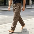 thumbnail image 4 of Men's Heavyweight Fleece Sweatpants Solid Color Thick Straight Leg Pants Loose Casual Breathable Sweatpants with Pockets, 4 of 8
