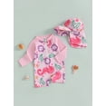 thumbnail image 3 of aturustex Little Girl Rash Guard Swimsuit with Hat 6M 12M 18M 2T 3T 4T 5T Toddler Floral Print Jumpsuits Long Sleeve Rompers Mock Neck Swimwear ZipperCasual Comfy Beachwear for Holiday Party, 3 of 8