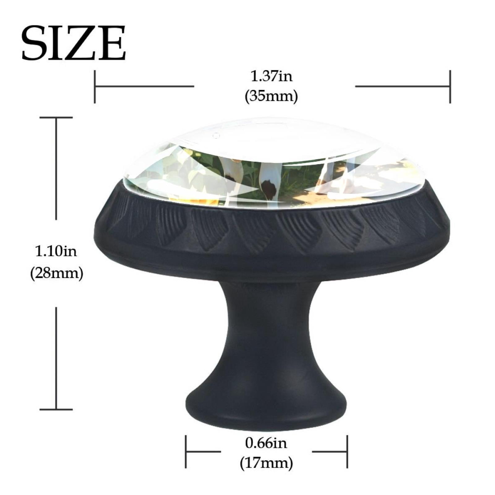 4 Pcs Cow and Sunflower Knobs for Kitchen Cabinet Cupboard Dresser Bookcase Drawer Pulls Handles Round Home Decor