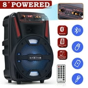 8" Rechargeable Bluetooth Party DJ Speaker Multi-Color Lights 1800mAh Batteries Powerful 1000 Watts Speaker