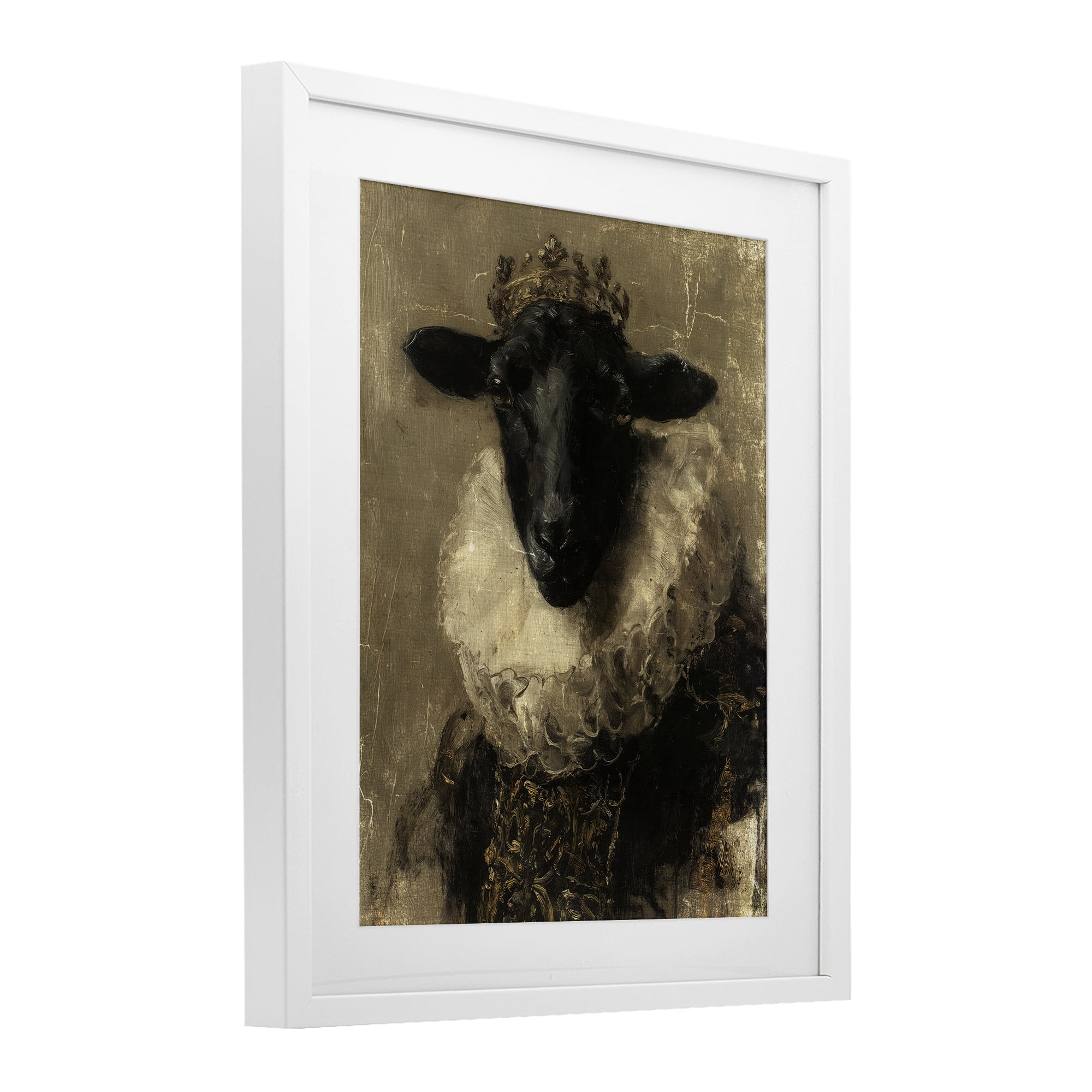 Stupell Industries Noble Ram Portrait White Framed Print Under Glass, design by Svetlana Aleynikova