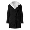thumbnail image 4 of Plus Size Winter Coats for Women Warm Sherpa Fleece Lined Hooded Parka Faux Suede Pea Coat Casual Outerwear, 4 of 5