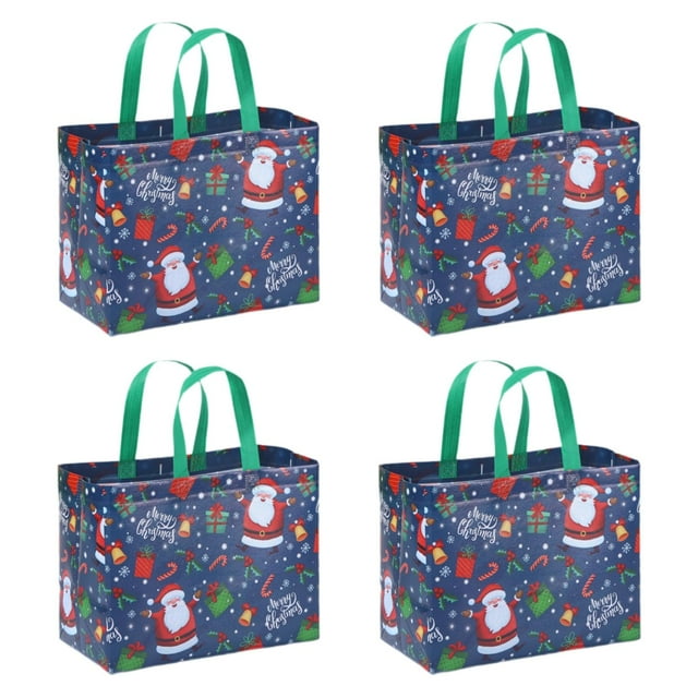 4 Bolsas de regalo de Navidad Strade Fareast Limited multiusos reutilizables ligeras no tejidas Azul 32 cm x 25 cm x 17 cm