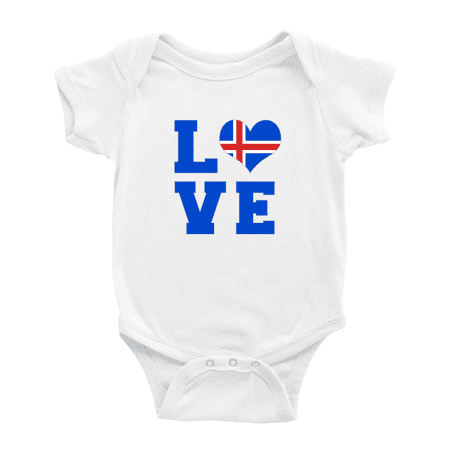 

Love Iceland Flag Heart Cute Baby Rompers Bodysuit (White 18-24 Months)