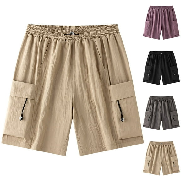 RYDCOT Men's Nylon Fishing Shorts UPF 50 Water Resistant Quick Dry Lightweight Breathable Hiking Cargo Shorts with Multi Pockets Purple