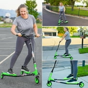 Wheelive 3-Wheel Drift Scooter, Swing & Kick Modes, Foldable with 4-Level Adjustable Handlebar, Ages 6+, Green