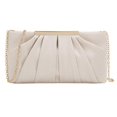 thumbnail image 2 of Charming Tailor - Bolso de noche de embrague elegante plisado de satén formal, bolso simple y elegante para mujer, Champán, M, 2 of 5