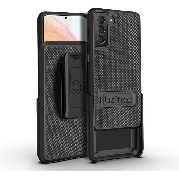 BELTRON Case & Holster for Samsung Galaxy S21 5G 2021, Protective Full Body Dual Guard Case & Swivel Belt Clip Combo with Kickstand / Card Holder NOT for S21 Plus OR Ultra
