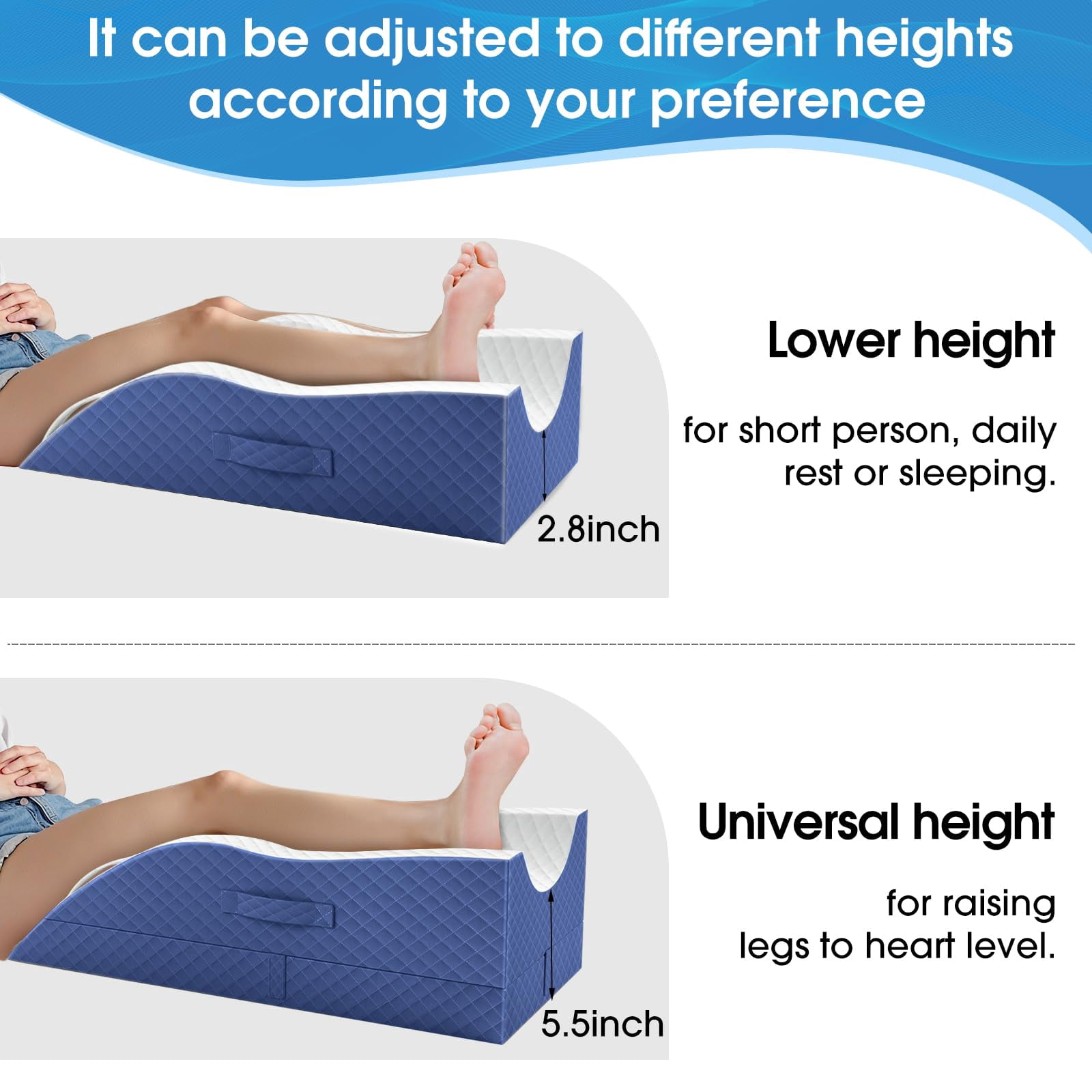 Elevation Pillows For Leg After  Memory Foam Adjustable Wedge Pillow Injury Or Rest Ankle Sleeping Blue