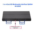 thumbnail image 3 of Répartiteur d'Interface Multimédia HD 1 Entrée 4 Sorties 4K 60HZ Répartiteur Vidéo HD pour Projecteurs HDTV Lecteurs DVD Ordinateurs Portables PC, 3 of 7