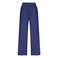 thumbnail image 5 of Clean Women's Cotton Linen Summer Palazzo Pants Wide Leg Long Pants Elastic High Waist Trousers Baggy Relaxed Fit Sweatpants Loose Casual Pant Office Work Outfits With Pockets, 5 of 7