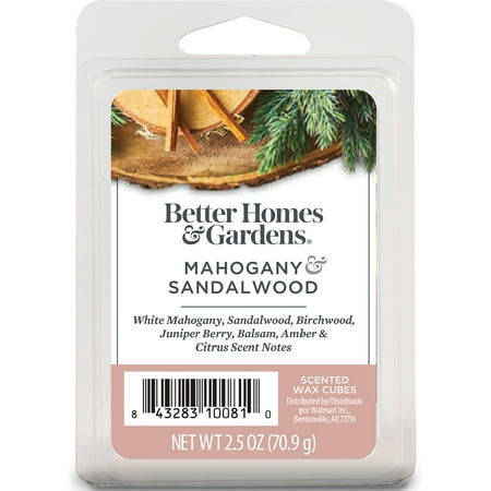 Sandalwood and Vanilla Essential Oil Infused Scented Wax Melts, Better  Homes & Gardens, 2.5 oz (1-Pack)