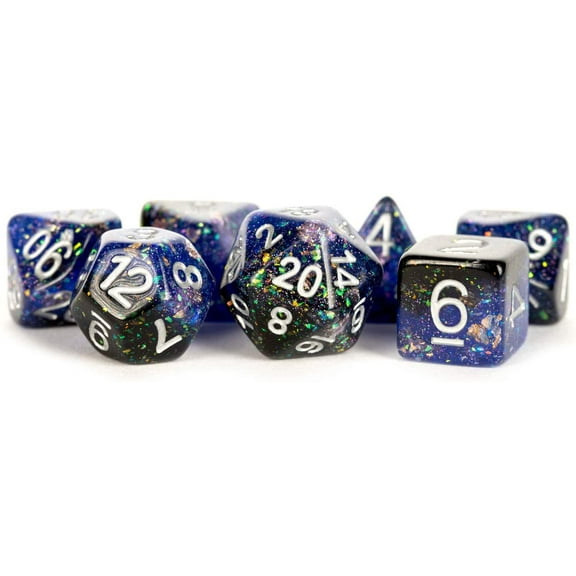 16mm Resin Poly Dice Set: Eternal - Blue/Black
