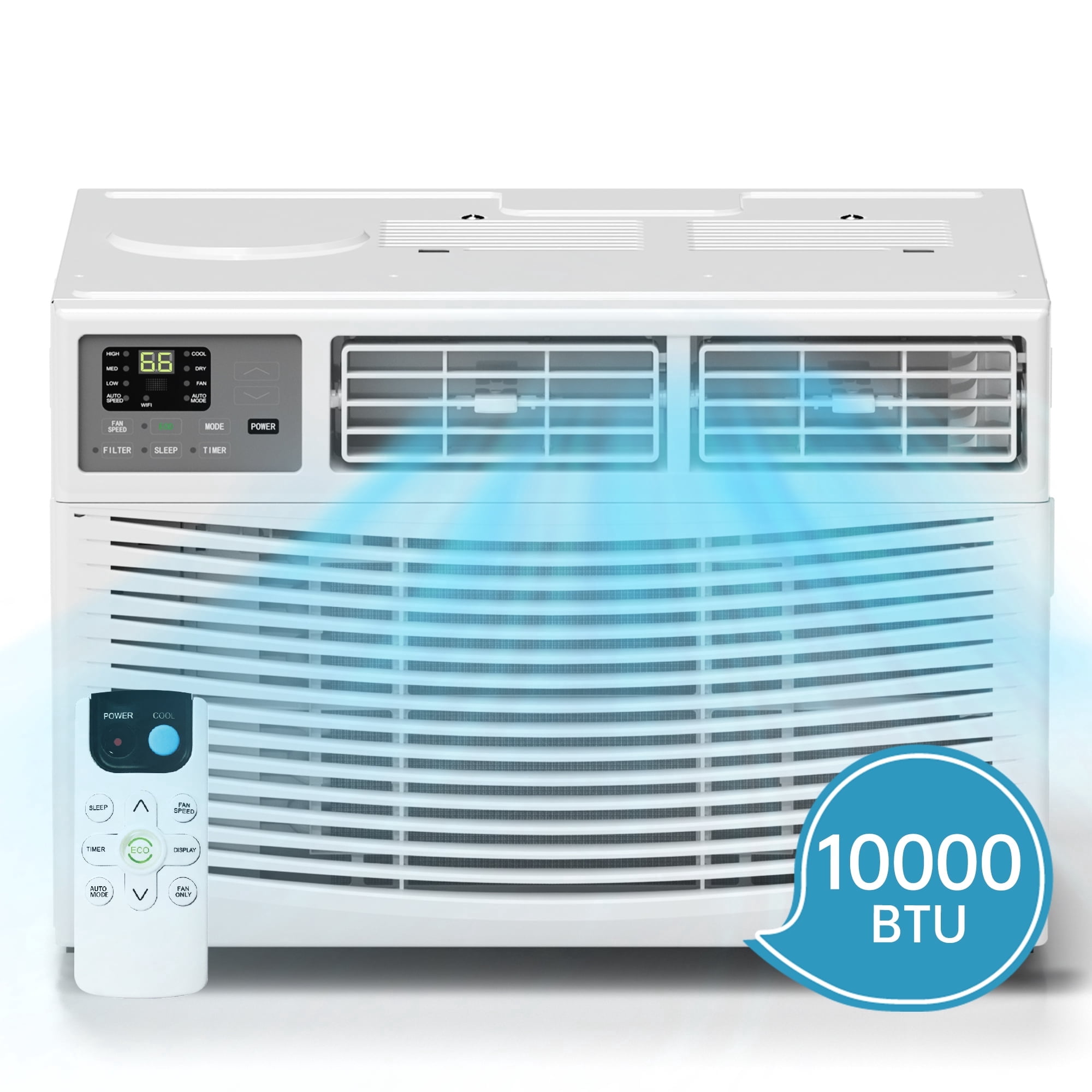 10000 BTU Smart Window Unit 450 sq. ft. Cooling Area, LED Display, Remote Included, 3 Operation Modes (AC/Dehumidifier/Fan)