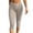 Khaki, variant on Women's Elastic Waist Plaid Cotton Fabric Slim Fit Capri Pants Cuffed Hem Comfortable and Breathable for Daily Wear