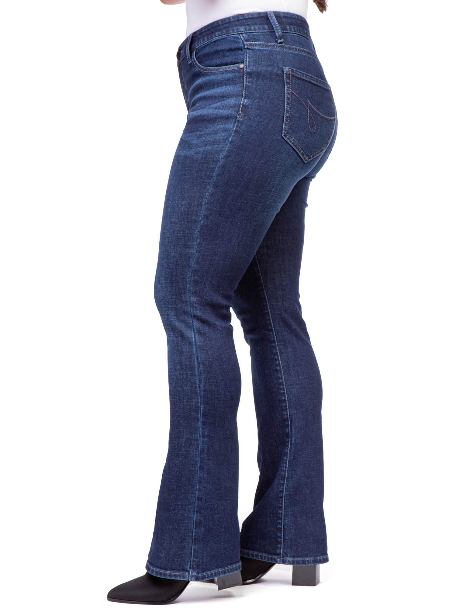 Jordache Women's Mid Rise Curvy Bootcut Jeans, Available in 32" Inseam