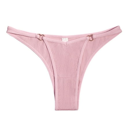 

ALSLIAO Seamless Cotton Women High Cut Thongs Lingeries Panties G-String Briefs Pink M