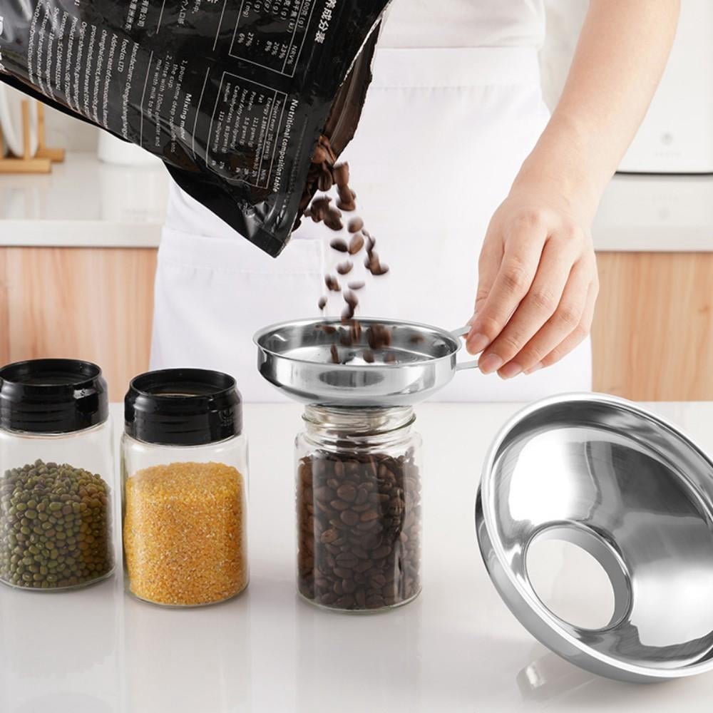 TINKER Stainless Steel Canning Funnel, Wide Mouth Jar Funnel With Handle for Wide and Regular
