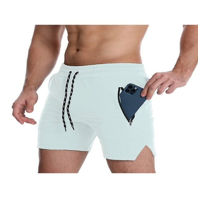 MesaSe Men Casual Sports Shorts Quick-drying Solid Color Running Training Fitness Short Pants with Pockets