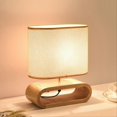 thumbnail image 2 of Nightstand Table Lamp With E27 Warm Light Nordic Wood Base EU Plug, 2 of 2