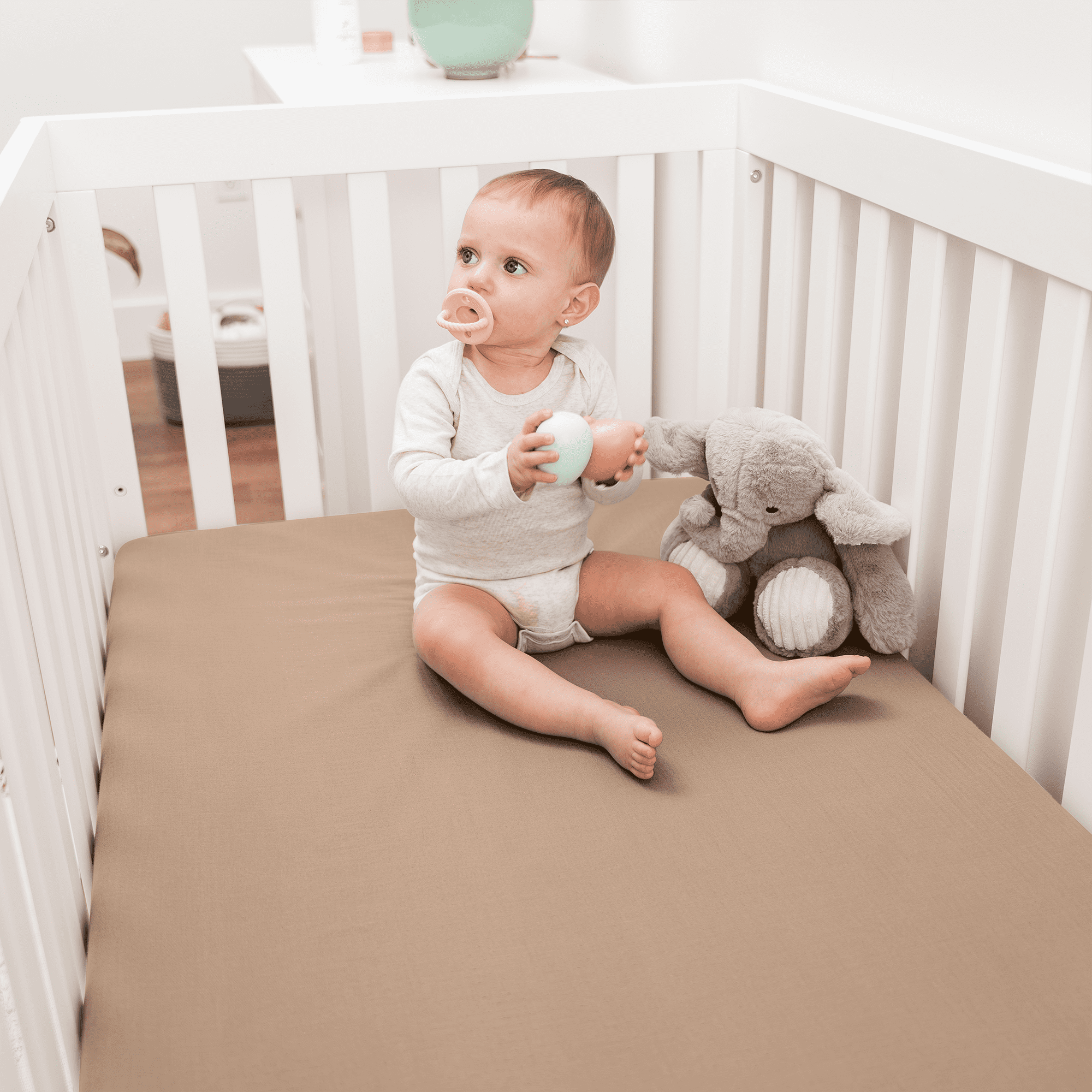 Comfy Cubs Muslin Crib Sheet, 100% Muslin Cotton Crib Sheets for Standard Crib Mattresses (Cedar)