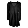 thumbnail image 3 of Sweater Dress for Women Fall Long Sleeve V Neck Ribbed Knit Dresses (Black M), 3 of 3
