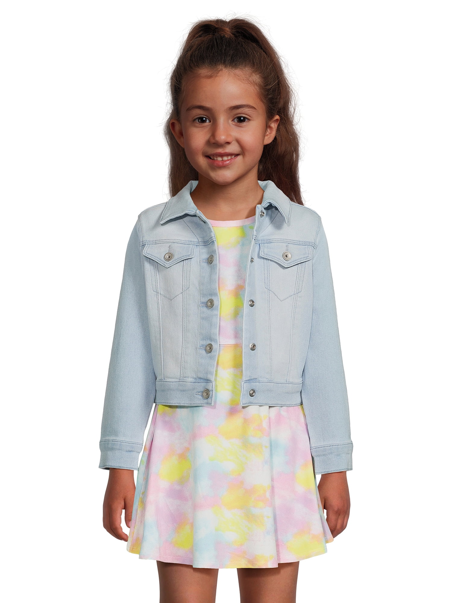 Squeeze Girls Print Skater Dress And Denim Jacket Set 2 Piece Sizes 4 squeeze-girls-print-skater-dress-and-denim-jacket-set-2-piece-sizes-4