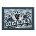 thumbnail image 1 of Movie Theater Cutting Board, Vintage Cinema Poster Design Grunge Effect and Old Fashioned, Decorative Tempered Glass Cutting and Serving Board, Large Size, Blue Black Grey, by Ambesonne, 1 of 1