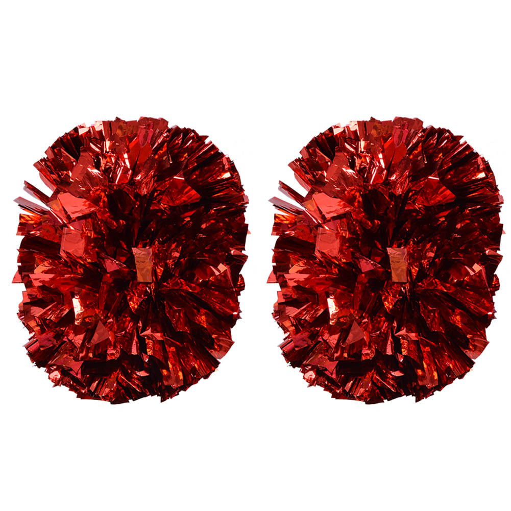 Red 1 Pair Cheerleader Poms Handheld Dance Party School Sports Competition Poms Pompoms 