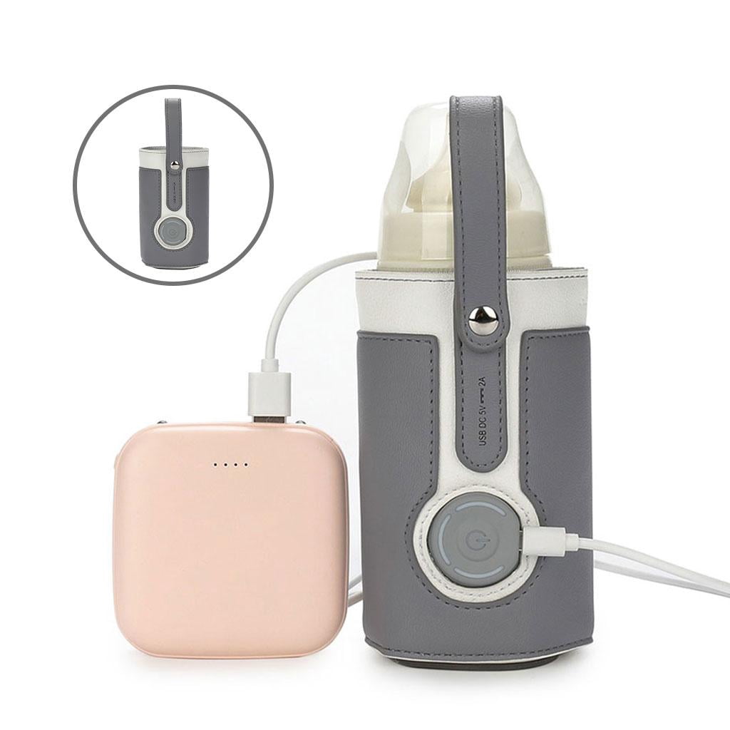 LeeQinersw Smart Baby Bottle Warmer 3 Temperature Thermostat Constant Heating USB Baby Bottle Cooler Milk Warmer for Walk Home Shopping Infant Newborn dark gray