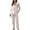 Red, variant on ManxiVoo Soft Breathable Button Down Lounge Set Long Sleeve Pajamas for Women Relaxing Sleepwear L Size Beige