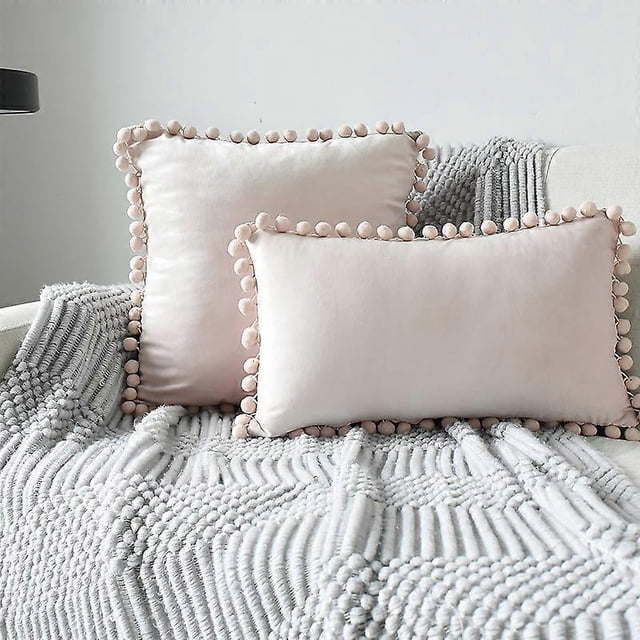 Funda de almohada de terciopelo suave KAIYANG cuadrada para sofá 30 cm x 50 cm rosa claro 2 piezas