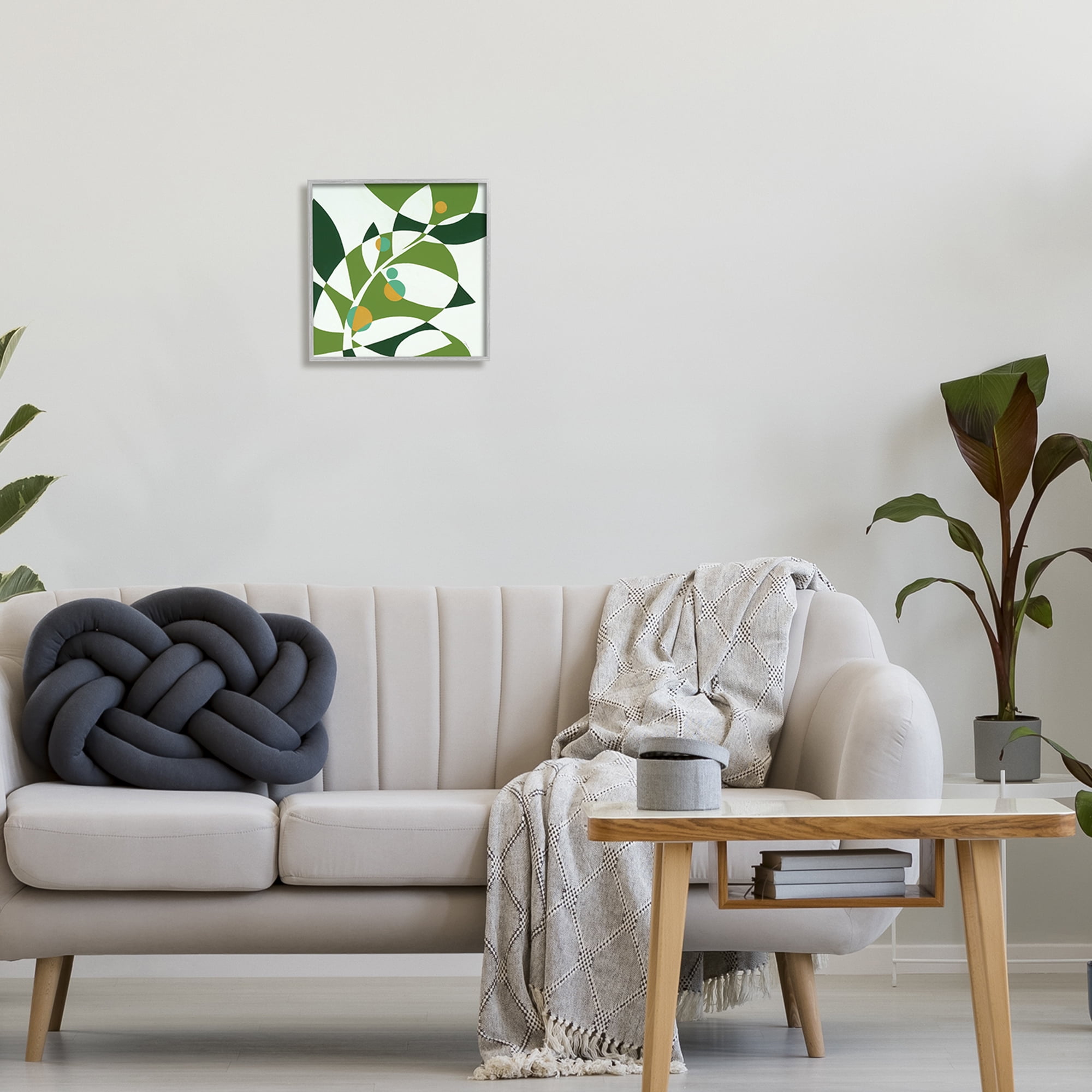 Stupell Industries Botanical Abstract Leaf Botanical & Floral Painting Gray Framed Art Print Wall Art, 12 x 12