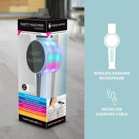 The Singing Machine Party Microphone Instrument with Bluetooth and Voice Changers, White