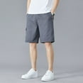 thumbnail image 2 of SWSMCLT Men's Cotton Cargo Shorts Mid Rise Shorts Gym Cargo Elastic Casual Bermuda Walking Shorts Knee Length Pocket Dark Grey 40, 2 of 4