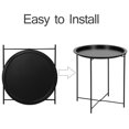 thumbnail image 2 of VECELO Small Round Side End Table, Folding Metal Coffee Table with Removable Tray for Living Room Bedroom Balcony and Office, Black, 2 of 10