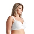 thumbnail image 2 of Curve Muse Plus Size Minimizer Underwire Unlined Bras with Embroidery Lace-3Pack-WHITE,BLACK,BUTTERMILK-36B, 2 of 6