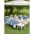 thumbnail image 3 of Outdoor Tablecloth with Umbrella Hole and Zipper, Blue Ombre Christmas Rectangle Table Cloth 52x70 Inch Waterproof Tablecloth, Snowman Xmas Tree Balls Snowflake Picnic Table Cover for Patio Camping, 3 of 7