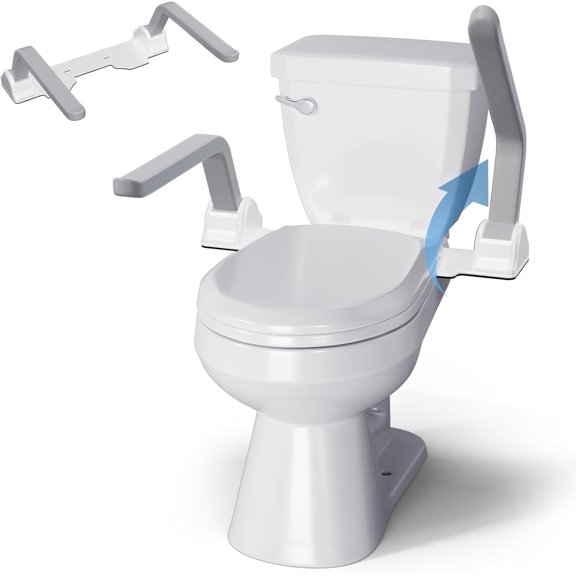 Toilet Safety Rails for Seniors,500lb Heavy-Duty Toilet Safety Frame,60° Adjustable & Space-Saving Toilet Assist Arms, Toilet Handles for Elderly, Disabled, and Mobility Impaired