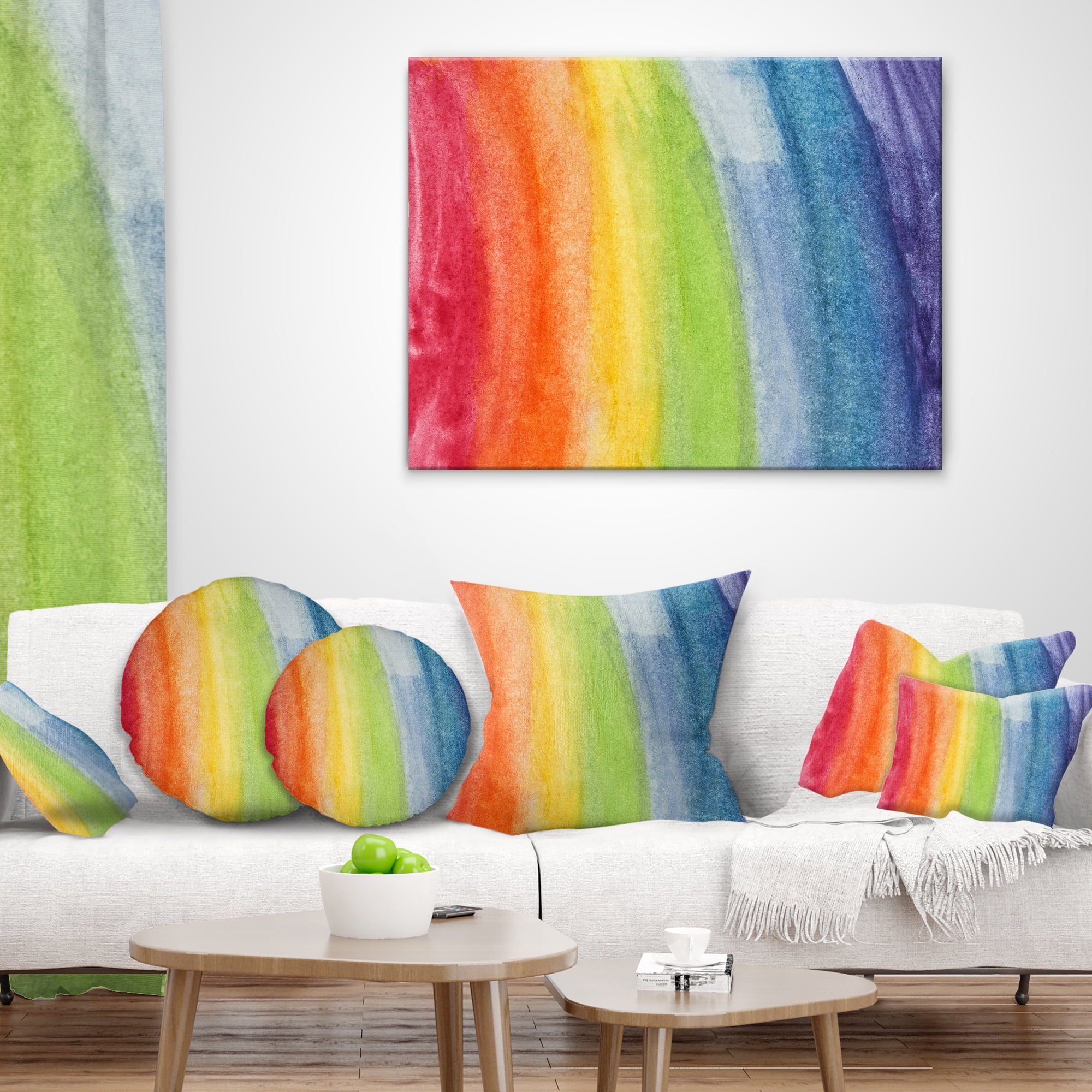 Designart Flowing Rainbow Colors - Abstract Throw Pillow - 16x16