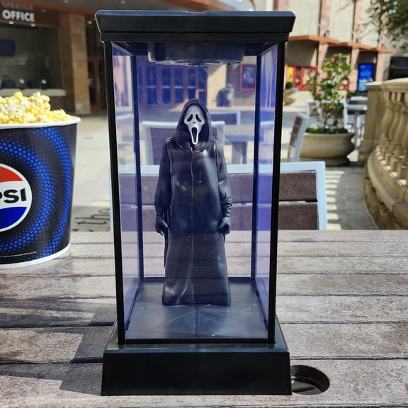 2026 Limited Edition Ghost Face LED Display Case Popcorn Bucket, Scream 7 Collectible Snack Container, Food Safe Plastic Horror Decor for Movie Night, Office Display & Fans Gift Idea by Guvpev