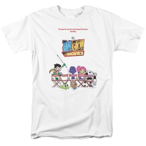 Teen Titans Go To The Movies Poster S/S Adult 18/1 T-Shirt White