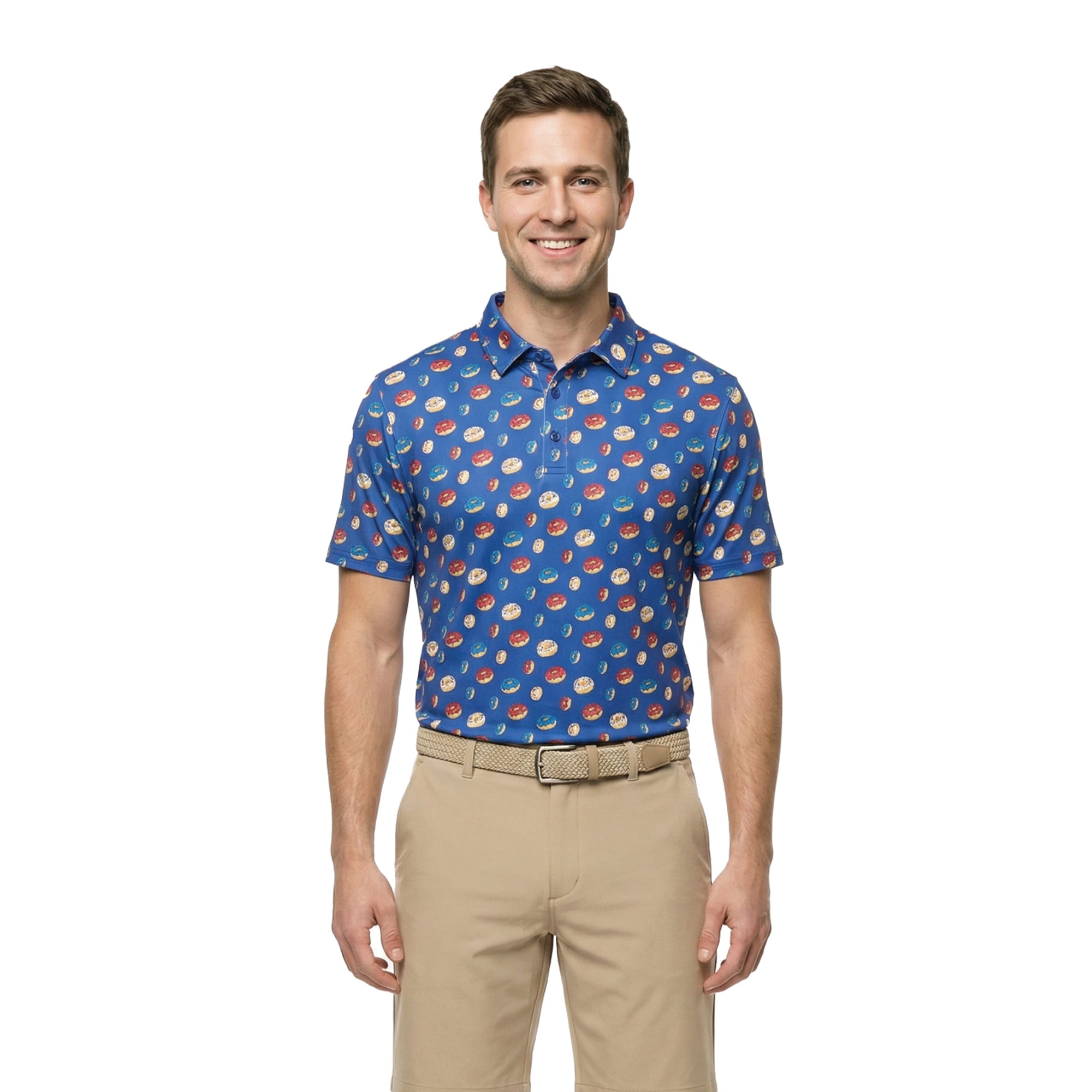 Birdie Bound Men's and Big & Tall Men's Liberty Donuts Print Polo Golf Shirt, Sizes XS-4XLT