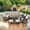 8PCS-Sectional & Swivel Chairs & Ottomans, variant on POCASSY Patio Sectional Set with Fire Pit Table, 6 Pieces Patio Furniture Set with Sectional Sofa Patio Rocking Chairs, Deep Seat High Back Thick Cushion for Porch Deck, Brown Wicker Gray Cushion